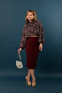 Bordo Kalem Midi Etek