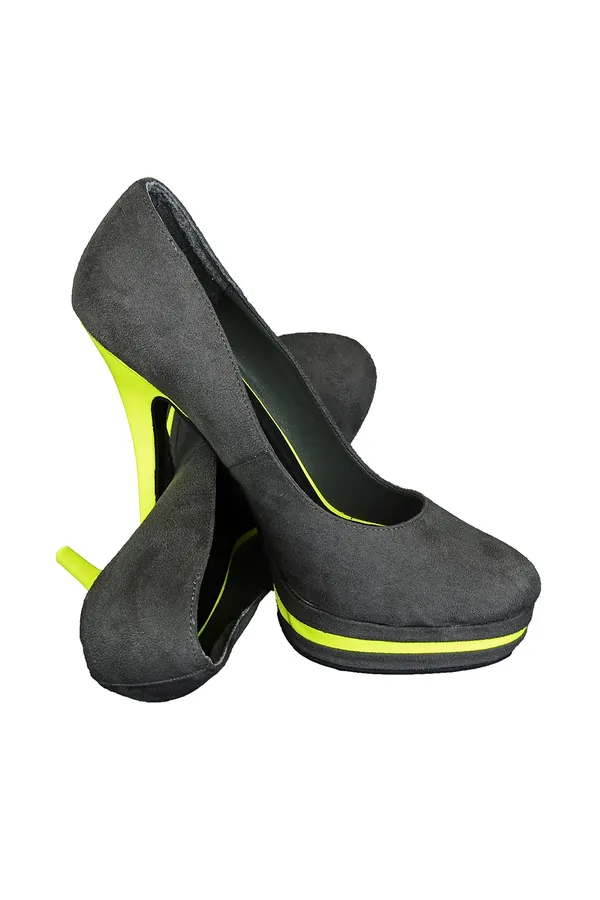 Gri Süet Neon Platform Stiletto